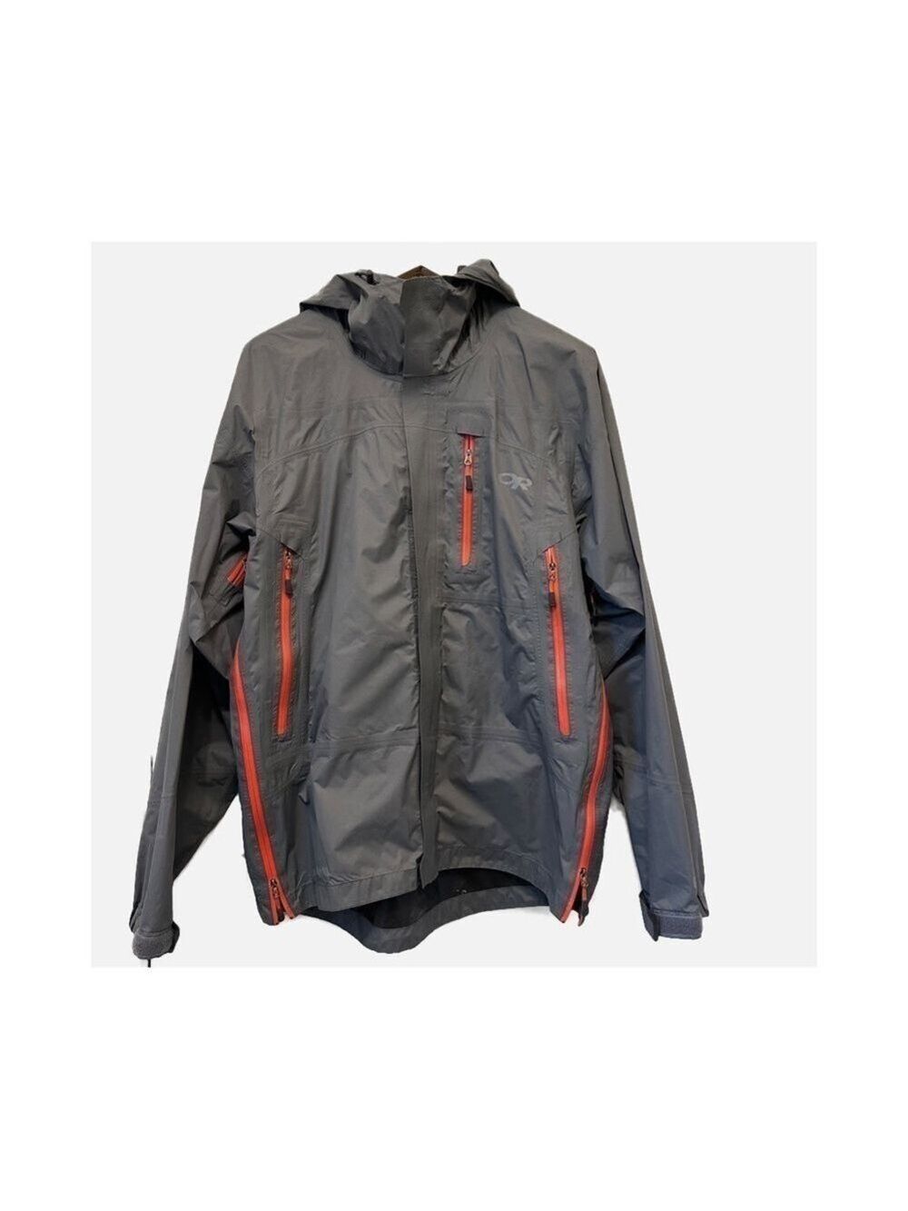Outdoor Research Jacket Men’s M Full Zip Goretex Gray Windbreaker Hood Sml Flaw